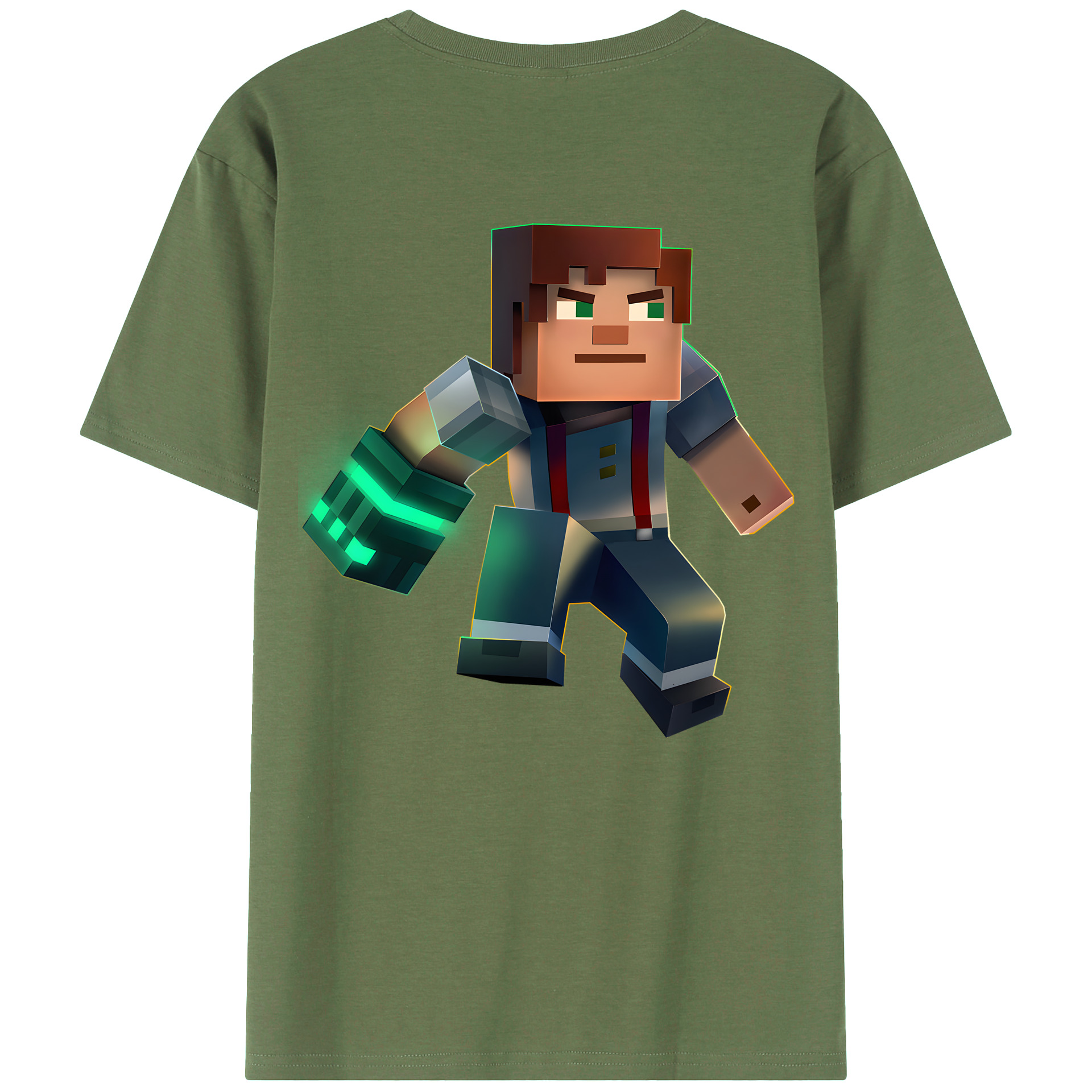 （画像用） マインクラフト ブロックの世界 Minecraft MC Block world 綿100％ メンズ半袖Tシャツ（バックプリント） 通気性
